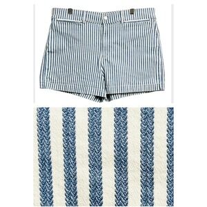 LOFT Shorts Womens 33 Blue White Striped High Rise Pockets Stretch Summer Casual